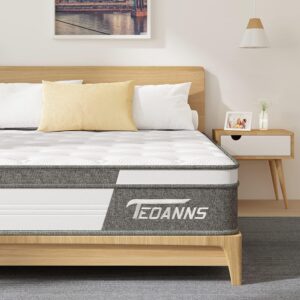 teoanns twin size mattress, 10 inch memory foam mattress in a box, hybrid mattress twin size for pressure relief & supportive, certipur-us, 100 nights trial