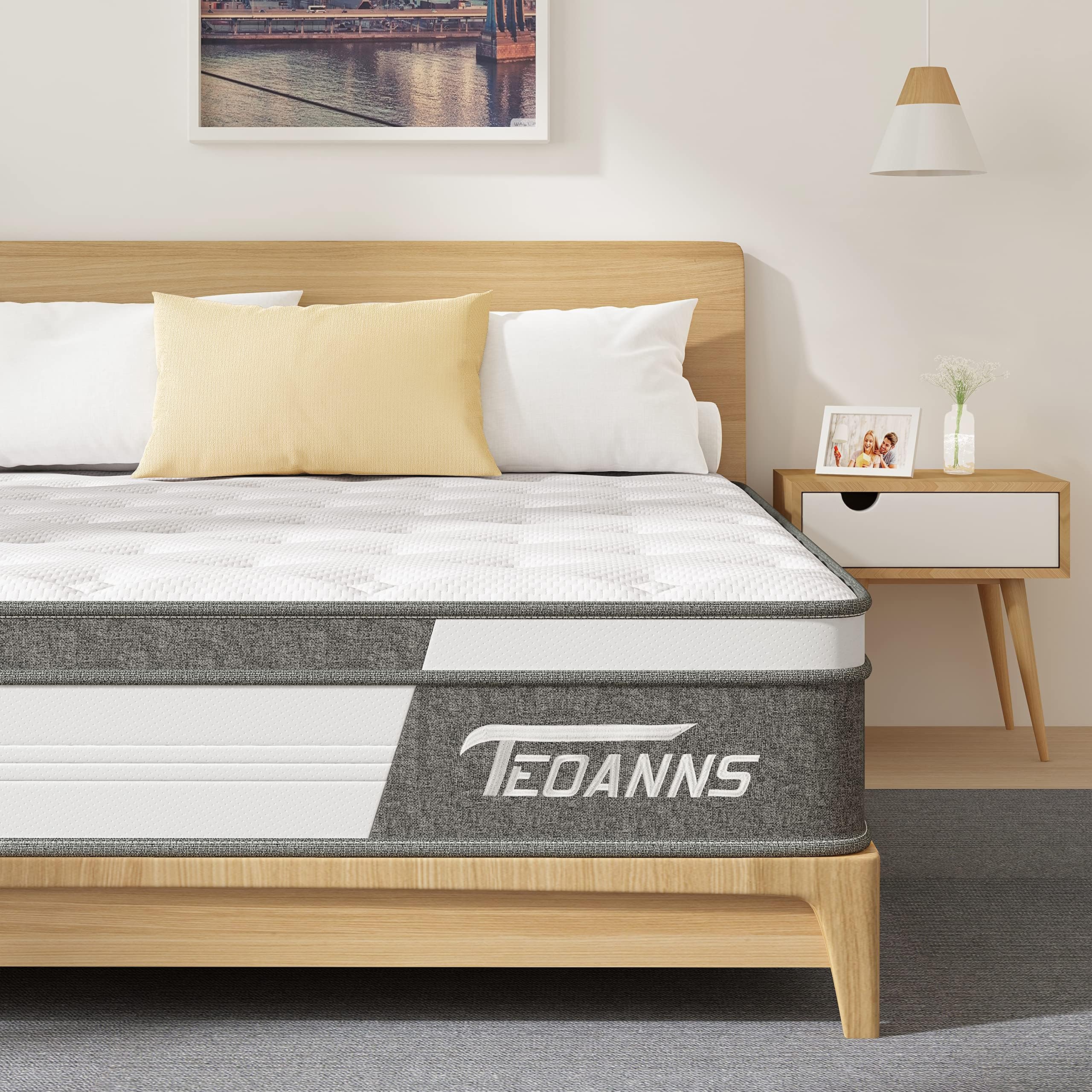 Teoanns Twin Size Mattress, 10 Inch Memory Foam Mattress in a Box, Hybrid Mattress Twin Size for Pressure Relief & Supportive, CertiPUR-US, 100 Nights Trial