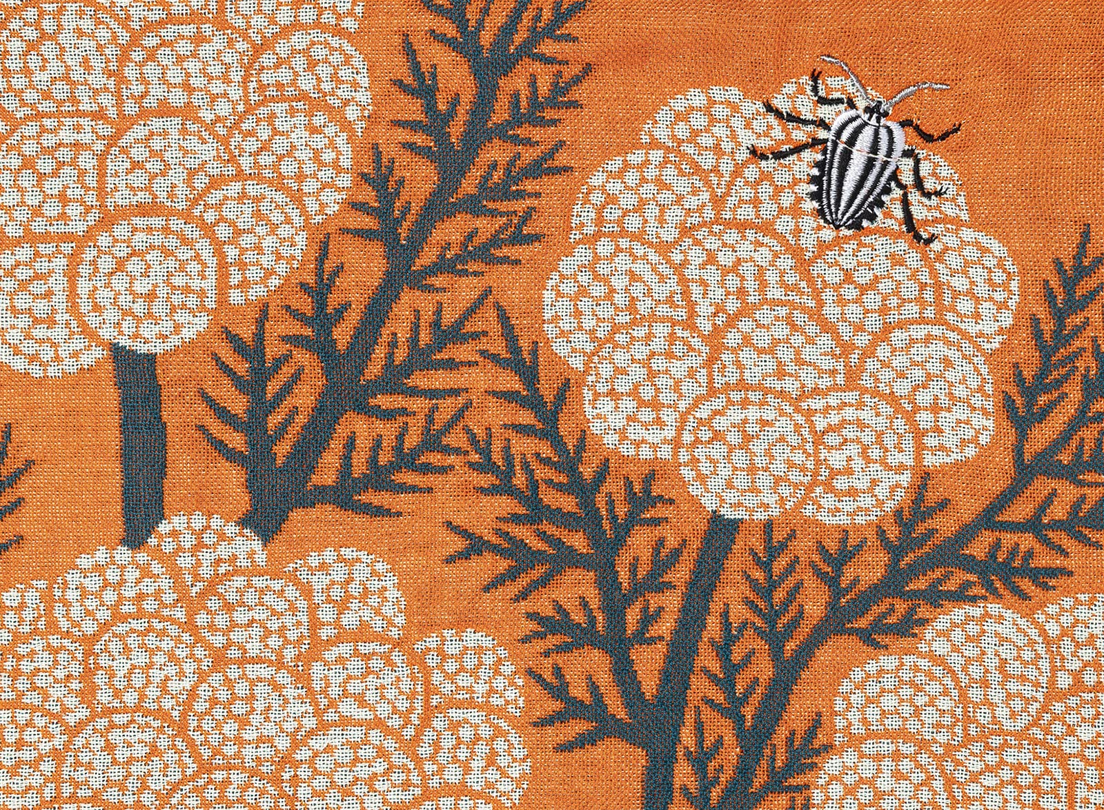 Kusubashi Crest Weave A-68398-90-OR Morita MiW Pouch, Flower and Stambug, Orange