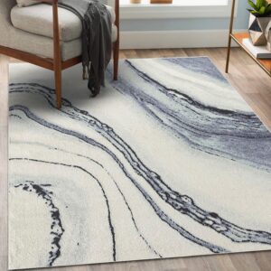 luxe weavers abstract modern marbled blue 2x3 area rug