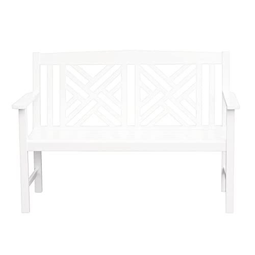 Achla Designs Fretwork Garden, 4 ft White Bench, 48-in L