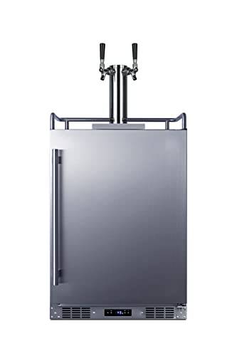 Summit SBC683OSTWIN 24" Wide Built-in or Freestanding Outdoor Beer Kegerator, Dual Tap, Weatherproof, Automatic Defrost, Digital Thermostat, Tap Cool System, Adjustable Shelves, four Casters