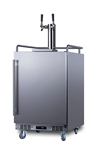 Summit SBC683OSTWIN 24" Wide Built-in or Freestanding Outdoor Beer Kegerator, Dual Tap, Weatherproof, Automatic Defrost, Digital Thermostat, Tap Cool System, Adjustable Shelves, four Casters