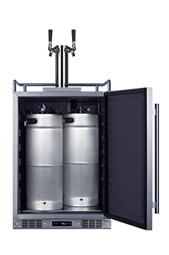 Summit SBC683OSTWIN 24" Wide Built-in or Freestanding Outdoor Beer Kegerator, Dual Tap, Weatherproof, Automatic Defrost, Digital Thermostat, Tap Cool System, Adjustable Shelves, four Casters