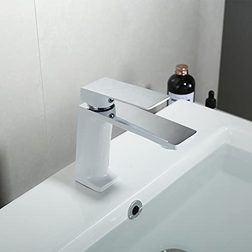 YHSGY Brass White Black Gold Basin Faucet Bathroom Hot Cold Water Mixer Crane Deck Mounted Single Handle Hole Bath Kitchen Sink Taps