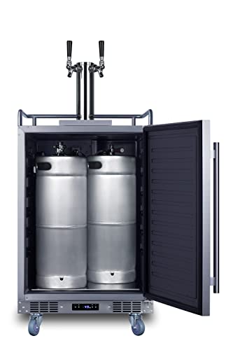 Summit SBC683OSTWIN 24" Wide Built-in or Freestanding Outdoor Beer Kegerator, Dual Tap, Weatherproof, Automatic Defrost, Digital Thermostat, Tap Cool System, Adjustable Shelves, four Casters