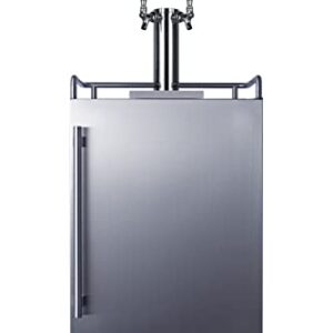 Summit SBC683OSTWIN 24" Wide Built-in or Freestanding Outdoor Beer Kegerator, Dual Tap, Weatherproof, Automatic Defrost, Digital Thermostat, Tap Cool System, Adjustable Shelves, four Casters