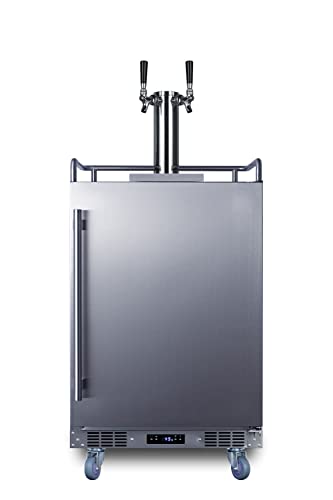 Summit SBC683OSTWIN 24" Wide Built-in or Freestanding Outdoor Beer Kegerator, Dual Tap, Weatherproof, Automatic Defrost, Digital Thermostat, Tap Cool System, Adjustable Shelves, four Casters