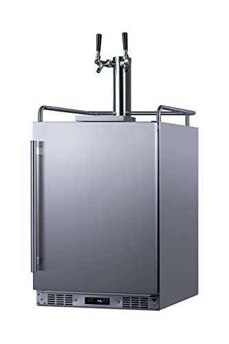 Summit SBC683OSTWIN 24" Wide Built-in or Freestanding Outdoor Beer Kegerator, Dual Tap, Weatherproof, Automatic Defrost, Digital Thermostat, Tap Cool System, Adjustable Shelves, four Casters