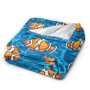 Clownfish Fleece Throw Blanket Gift Soft Warm Lightweight Blankets for Bed Sofa Couch Car 50 x 40in for Kids