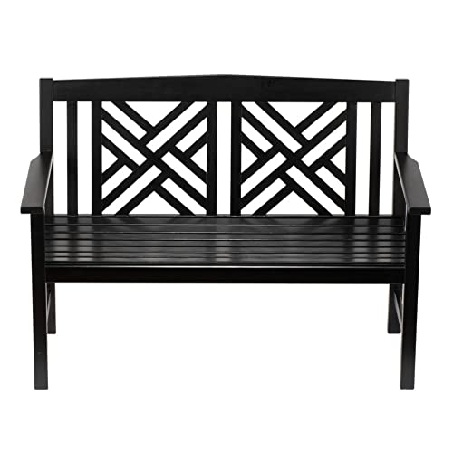 Achla Designs Fretwork Garden Bench, 4 ft Black