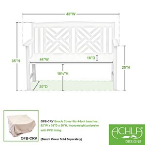 Achla Designs Fretwork Garden, 4 ft White Bench, 48-in L