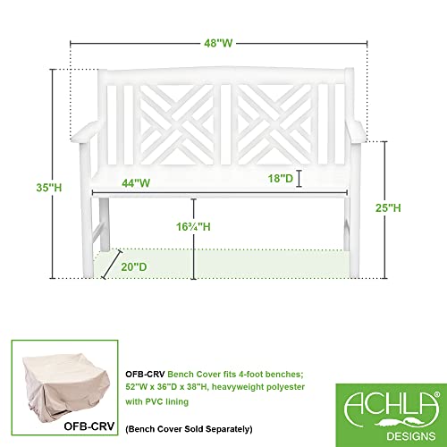 Achla Designs Fretwork Garden, 4 ft White Bench, 48-in L