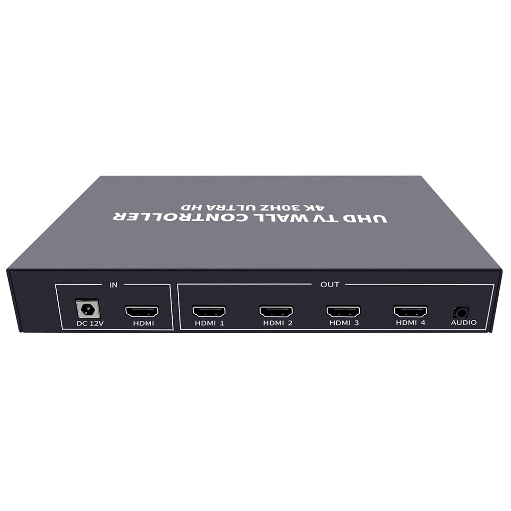 ISEEVY 4K UHD Video Wall Controller 2x2 1x2 2x1 TV Wall Processor Support 3840x2160@30 HDMI Input for 4 TV Splicing Display