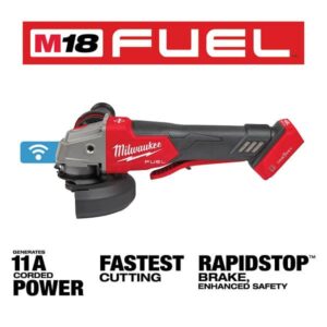 Milwaukee 2882-20 M18 FUEL Brushless Lithium-Ion 4-1/2 in. / 5 in. Cordless Braking Grinder with No-Lock Paddle Switch with ONE-KEY (Tool Only)