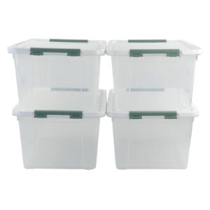 Jekiyo 4 Packs Large Latching Container Box, Plastic Storage Bin, 20 Quart