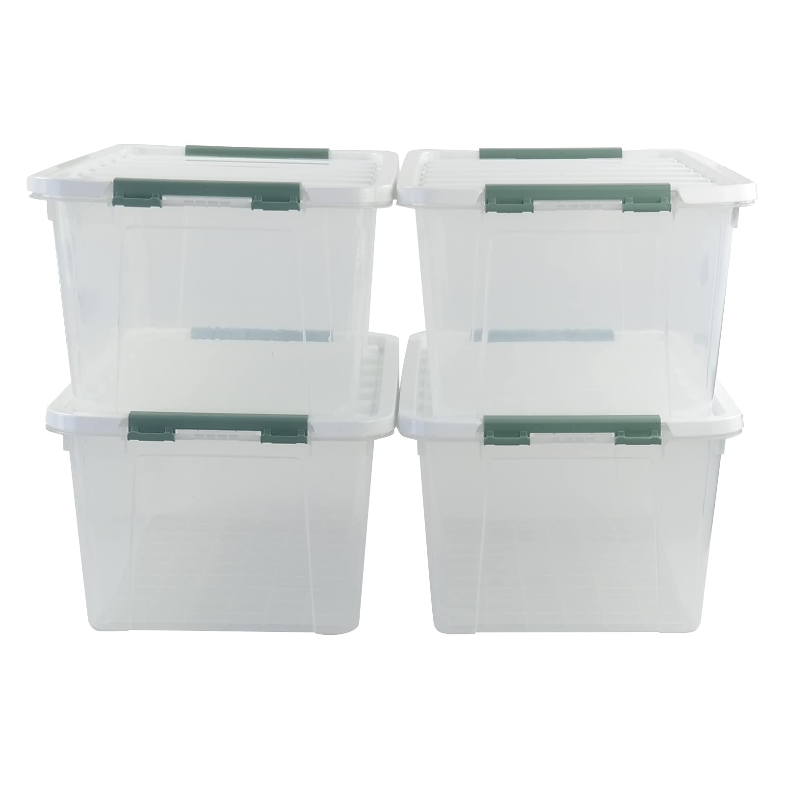 Jekiyo 4 Packs Large Latching Container Box, Plastic Storage Bin, 20 Quart