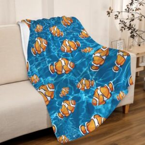 Clownfish Fleece Throw Blanket Gift Soft Warm Lightweight Blankets for Bed Sofa Couch Car 50 x 40in for Kids