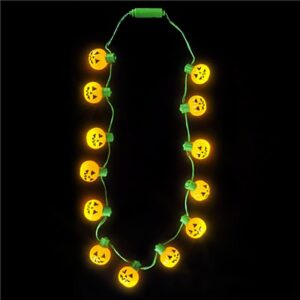 The Dreidel Company Halloween Necklace Light-Up Colorful Necklace, Costume Accessory, Spooky Party Favor, 25" Necklace (Spooky Pumpkin Necklace, Single)