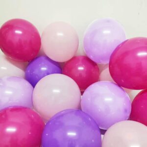 pink and purple balloons 12 inch 100 pack with ribbon purple and pink latex balloons for girl birthday bridal baby shower engagement bachelorette wedding graduation party decorations