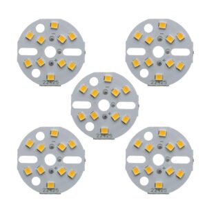 fielect 5pcs 5w led chip bulb super bright high power or floodlight, 5730 300ma for replacement led downlights, track lights