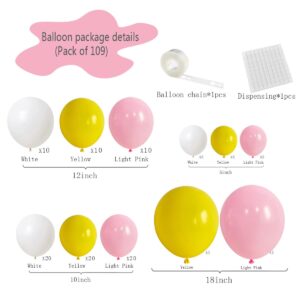 Pink Yellow White Balloon Garland Arch kit, 109PCS Yellow Pink White Balloons for Girl 1st Birthday You Are My Sunshine Sunflower Honeybee Theme Baby & Bridal Shower Wedding Decorations…