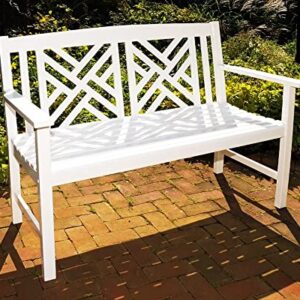 Achla Designs Fretwork Garden, 4 ft White Bench, 48-in L