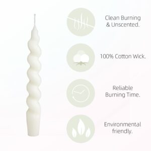 White Taper Candles 7.5inches Candle Set of 2 Long Candlesticks Spiral Tapered Candles - Twisted Candle for Unscented Candle Holder Wedding Holiday Party Home Decoration