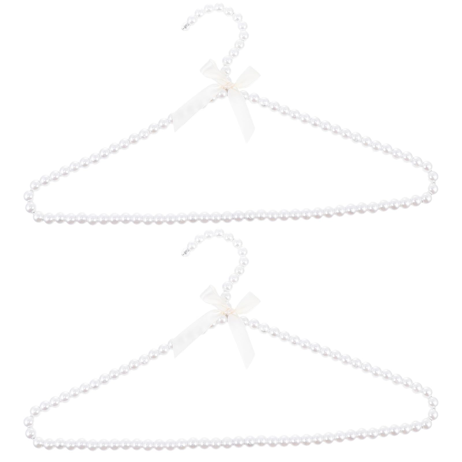 PRETYZOOM Elegant Clothes Hangers Pearl Beads: Clothes Hangers Dress Coat Hangers Closet Coat Storage Organizer Dry Rack 2PCS