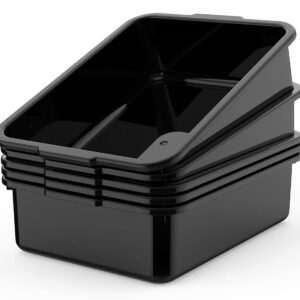 5-Pack Commercial Bus Tubs Box/Tote Box, Black Plastic Storage with Handles, Wash Basin Tub 8 Liter