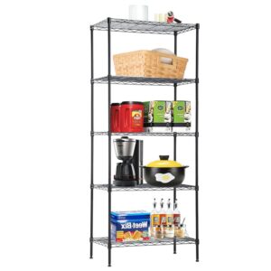 TYNB 5 Tier Steel Wire Shelf Metal Storage Rack NSF Commercial 14' D x 24' W x 60' H 750Lbs Adjustable Leveling Feet Wire Shelving Unit for Office Restaurant Kitchen Pantry Rack Black