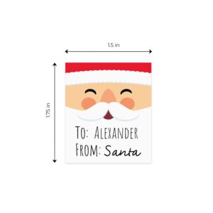 Personalized from Santa Gift Labels / 72 Custom Christmas Sheeted Labels / 1.5" x 1.75" Holiday Gift Tags