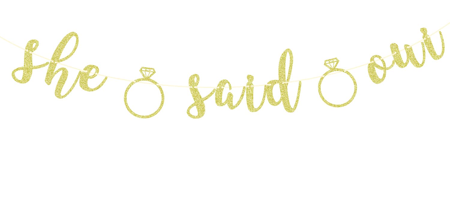 She Said Oui Banner, She Said Yes Banner, Paris Themed Bridal Shower Decor, French Bridal Shower Wedding Party Decorations Gold Glitter