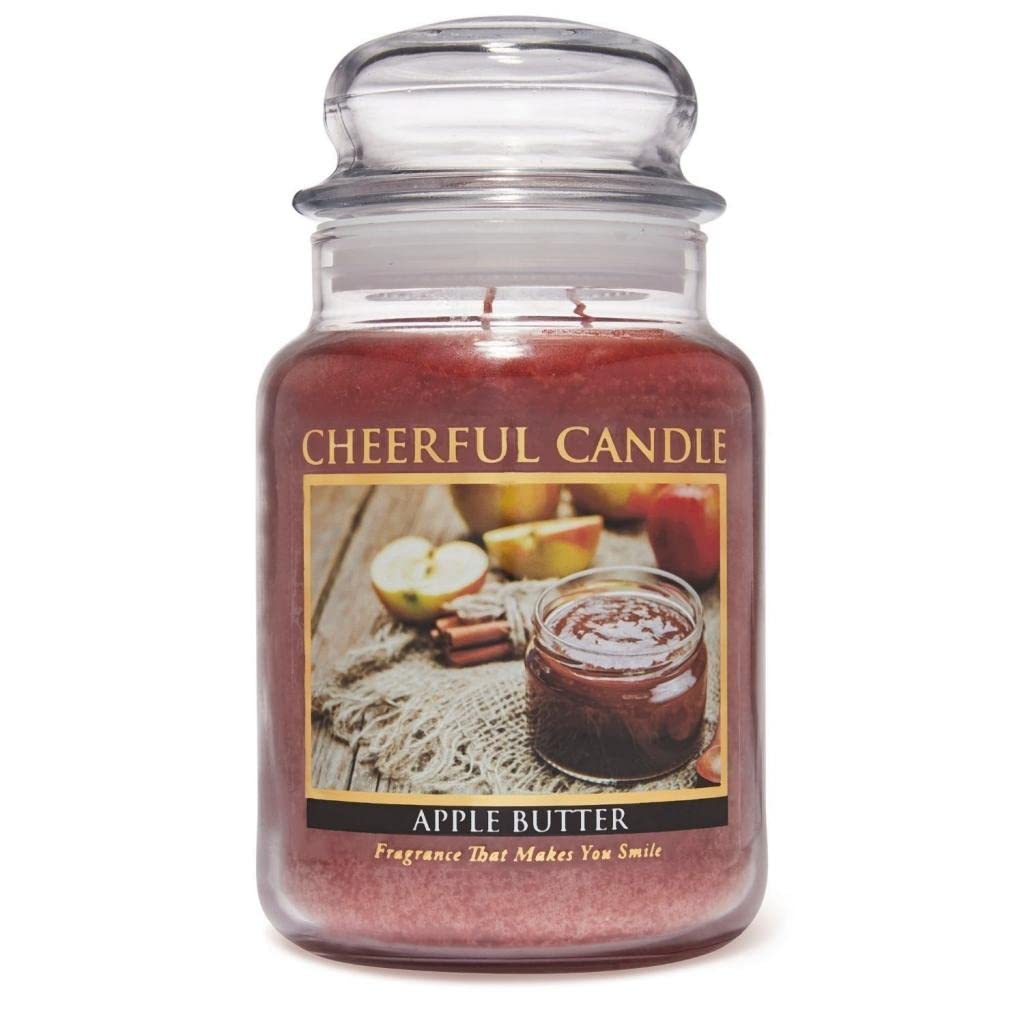 A Cheerful Giver - Apple Butter Scented Glass Jar Candle (24 oz) with Lid & True to Life Fragrance Made in USA