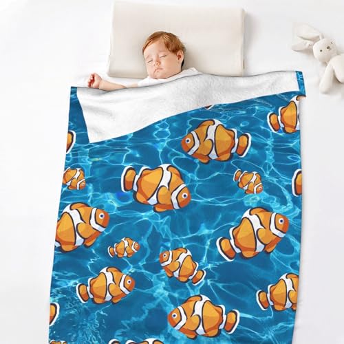 Clownfish Fleece Throw Blanket Gift Soft Warm Lightweight Blankets for Bed Sofa Couch Car 50 x 40in for Kids