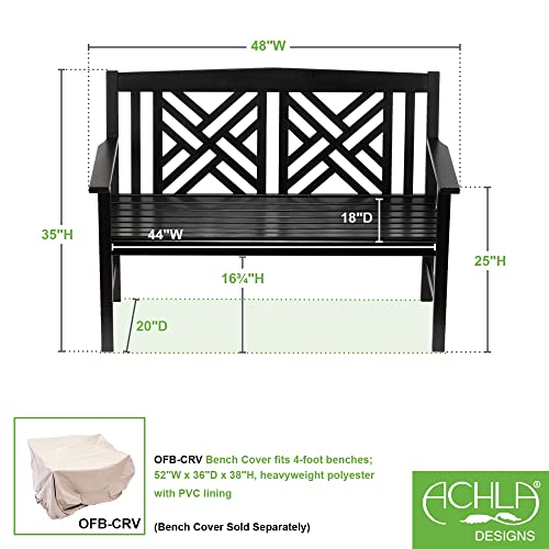 Achla Designs Fretwork Garden Bench, 4 ft Black