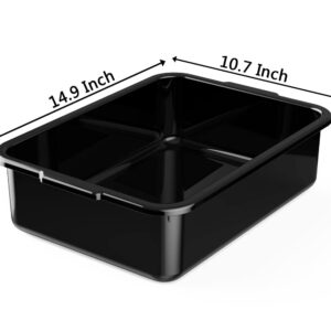 5-Pack Commercial Bus Tubs Box/Tote Box, Black Plastic Storage with Handles, Wash Basin Tub 8 Liter