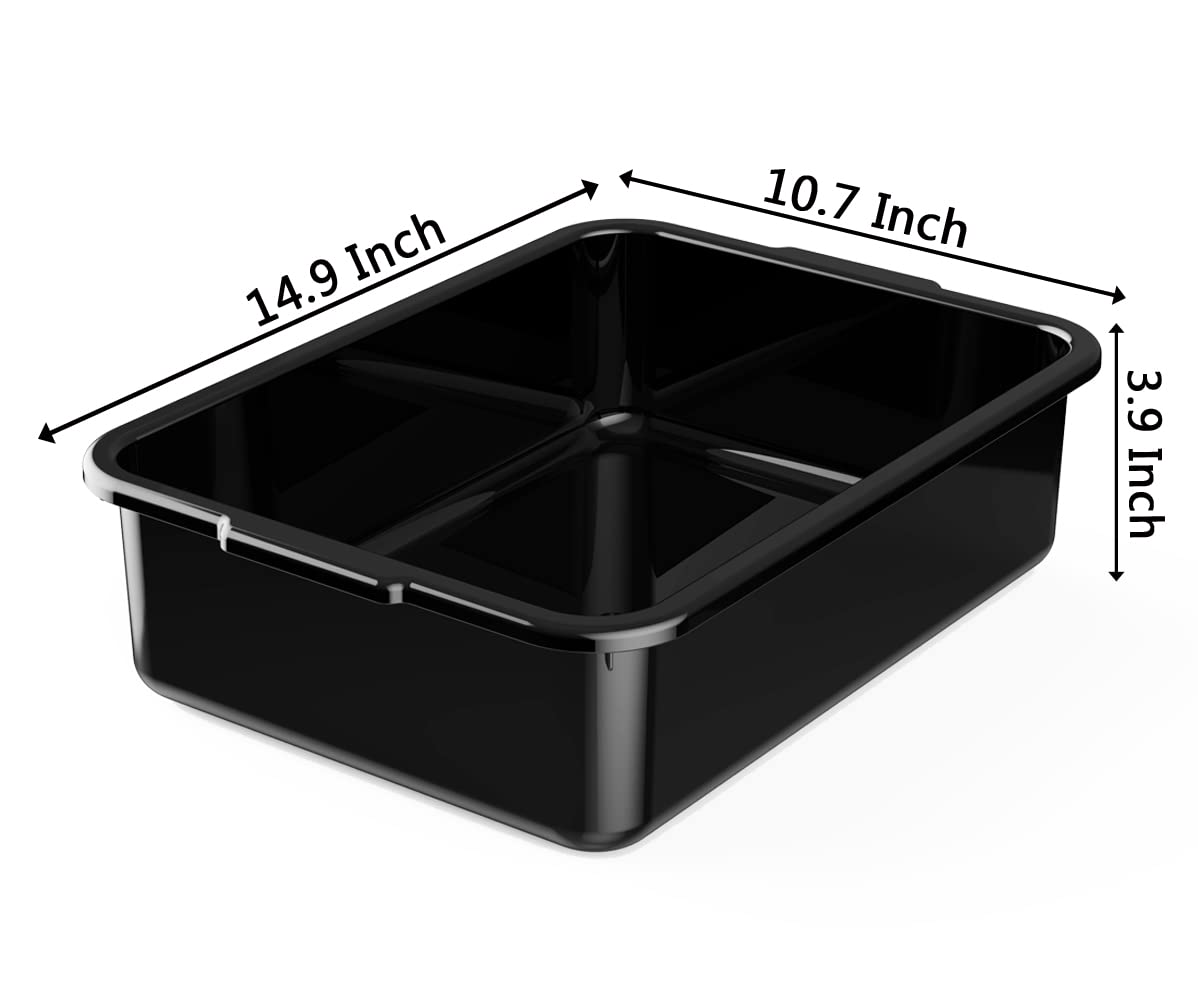 5-Pack Commercial Bus Tubs Box/Tote Box, Black Plastic Storage with Handles, Wash Basin Tub 8 Liter