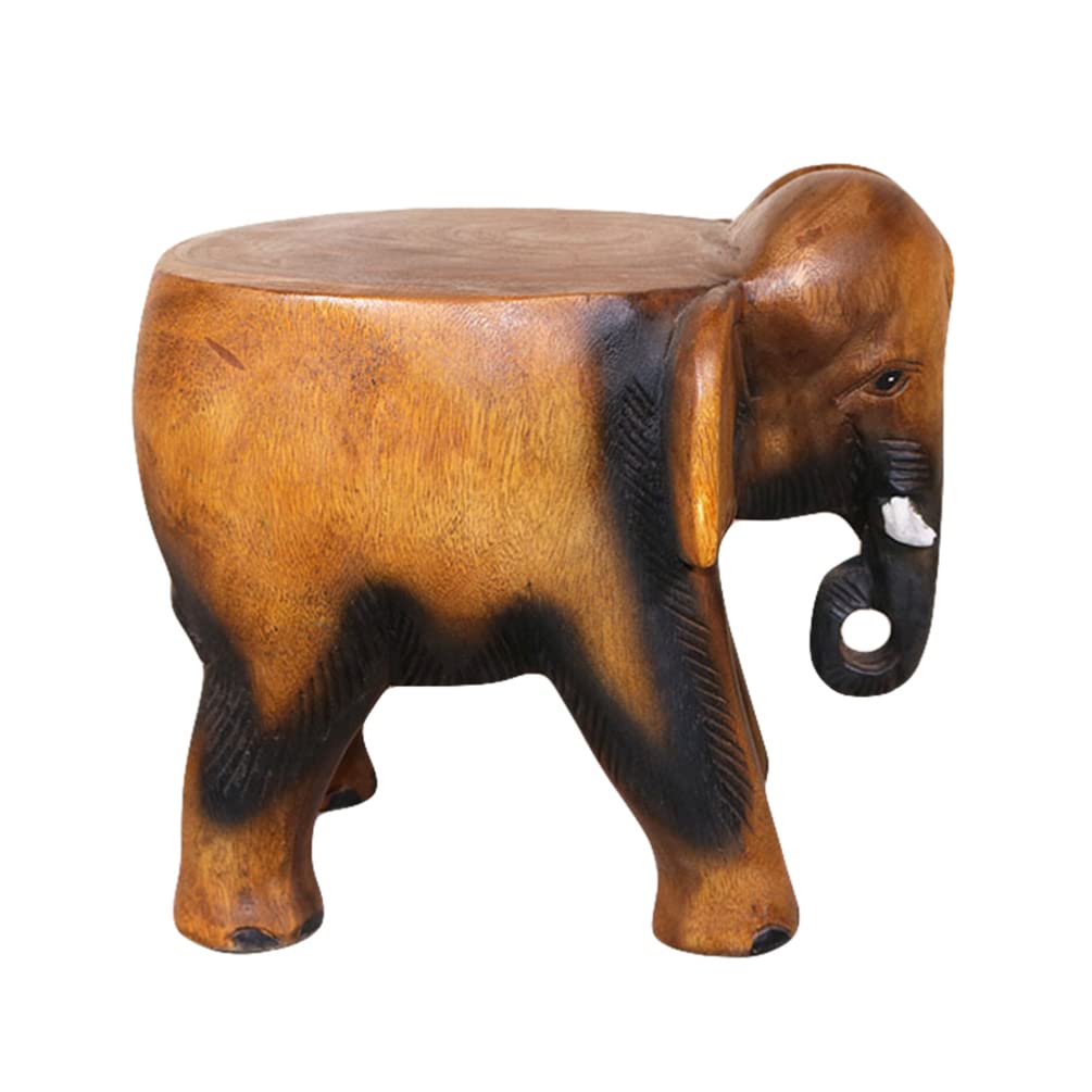 DOITOOL Wooden Elephant Stool Wood Foot Step Stool Sturdy Handicraft Wood Support for Bedroom Bathroom Living Room