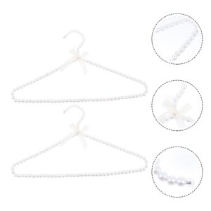 PRETYZOOM Elegant Clothes Hangers Pearl Beads: Clothes Hangers Dress Coat Hangers Closet Coat Storage Organizer Dry Rack 2PCS