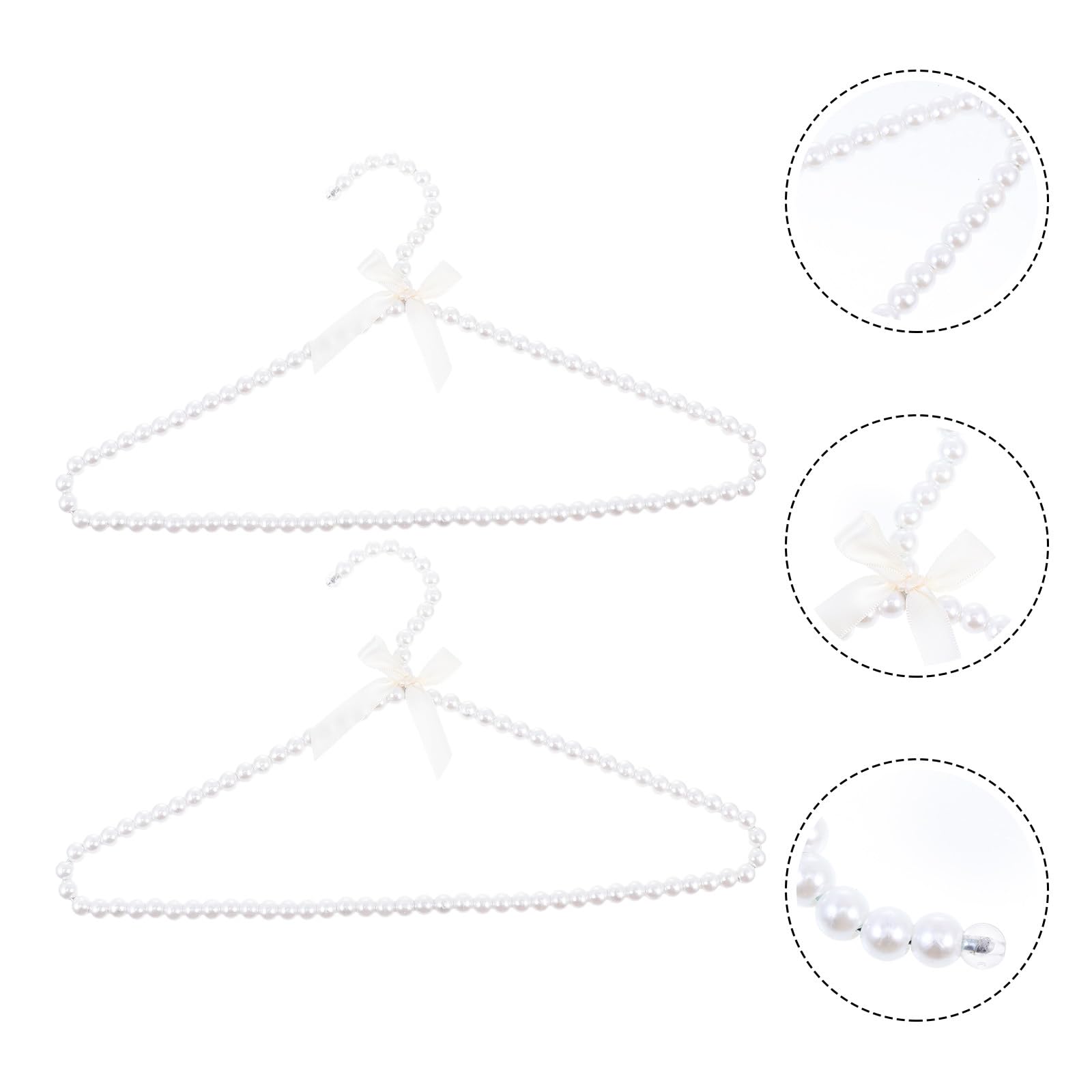 PRETYZOOM Elegant Clothes Hangers Pearl Beads: Clothes Hangers Dress Coat Hangers Closet Coat Storage Organizer Dry Rack 2PCS