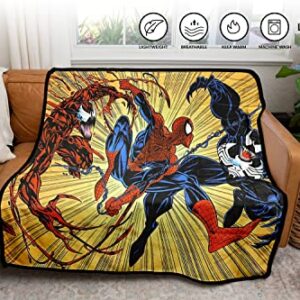 Marvel Spider-Man Maximum Carnage and Venom Flannel Fleece Throw Super Soft Lightweight Fleece Blanket, 45 x 60 Inches