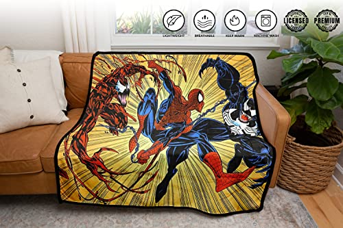 Marvel Spider-Man Maximum Carnage and Venom Flannel Fleece Throw Super Soft Lightweight Fleece Blanket, 45 x 60 Inches