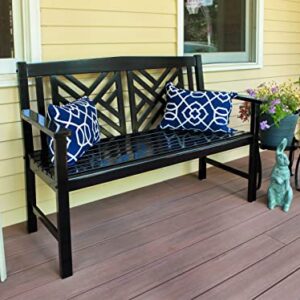 Achla Designs Fretwork Garden Bench, 4 ft Black