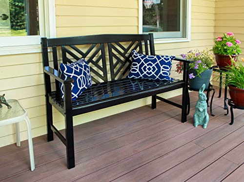 Achla Designs Fretwork Garden Bench, 4 ft Black