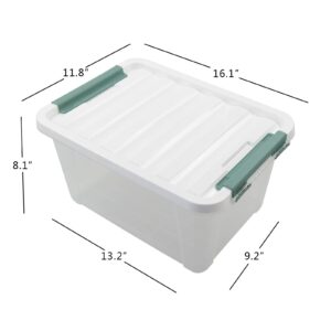 Jekiyo 4 Packs Large Latching Container Box, Plastic Storage Bin, 20 Quart