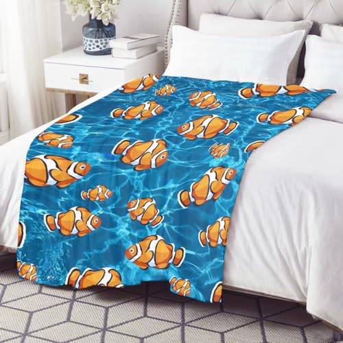 Clownfish Fleece Throw Blanket Gift Soft Warm Lightweight Blankets for Bed Sofa Couch Car 50 x 40in for Kids