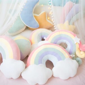 JIANEEXSQ Cloud Rainbow Shaped Pillow Home Decorative Creative Cushion Plush Stuffed Pillow Candy Color Cushion 00112021