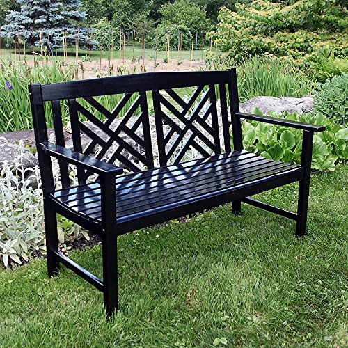 Achla Designs Fretwork Garden Bench, 4 ft Black