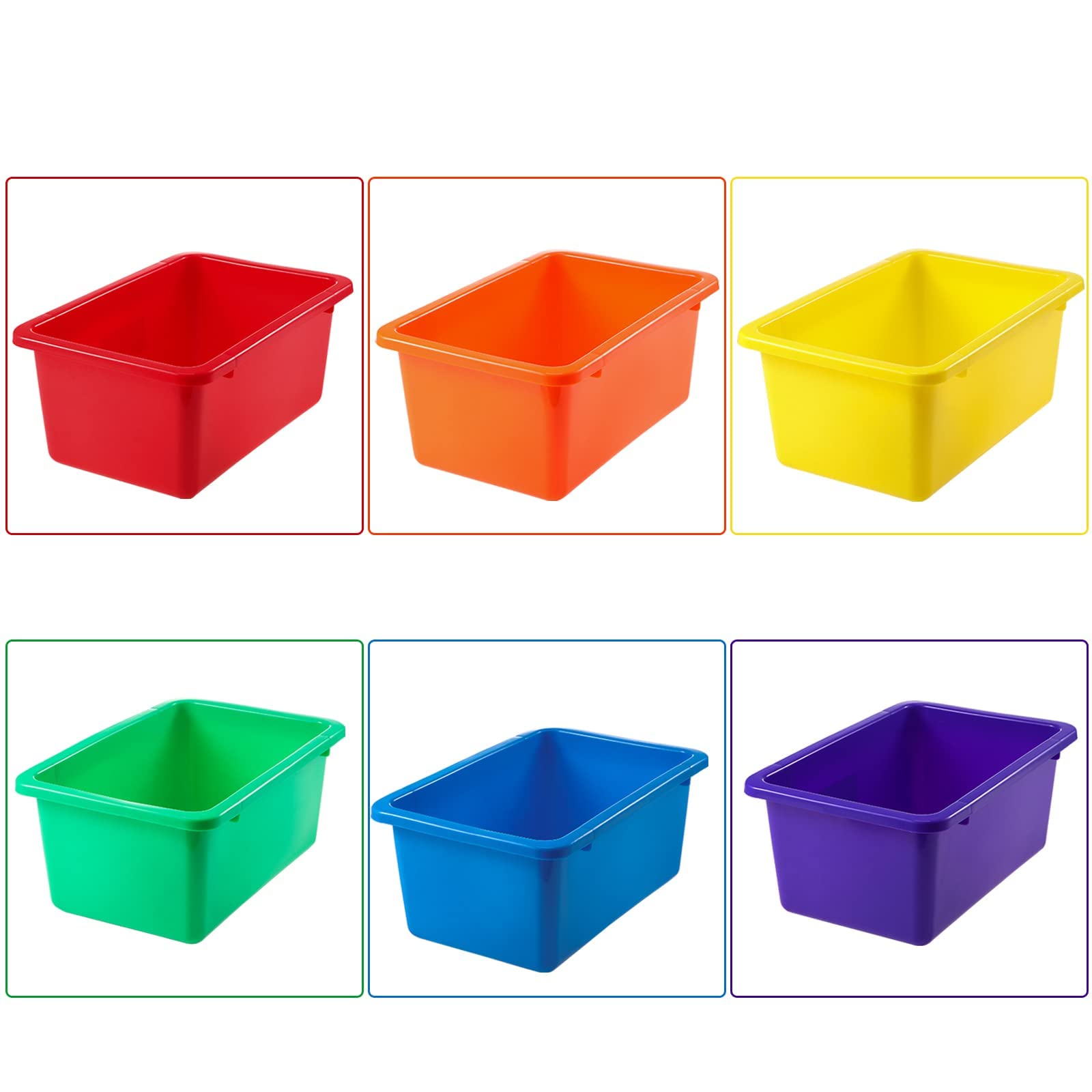 Outus 24 Pack Book Bins for Classroom Plastic Cubby Bins Toy Bins for Kids Storage and Organizer Containers with 120 Pcs Self Adhesive Label for Classroom Library School Office Home